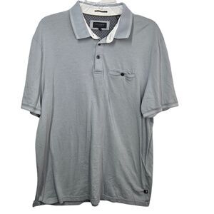 Ted Baker Polo Shirt Gray Knit Short Sleeve Tortila Slim Fit Pocket Mens 6 XXL